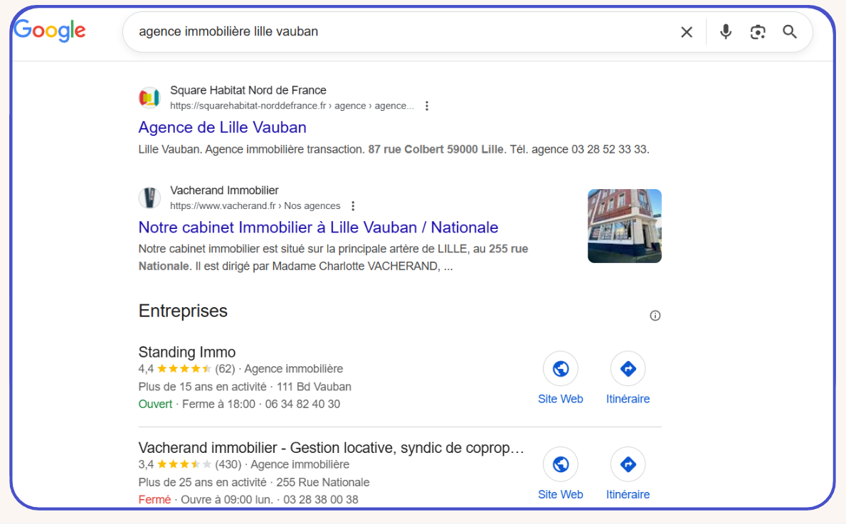 Exemple intention de recherche locale