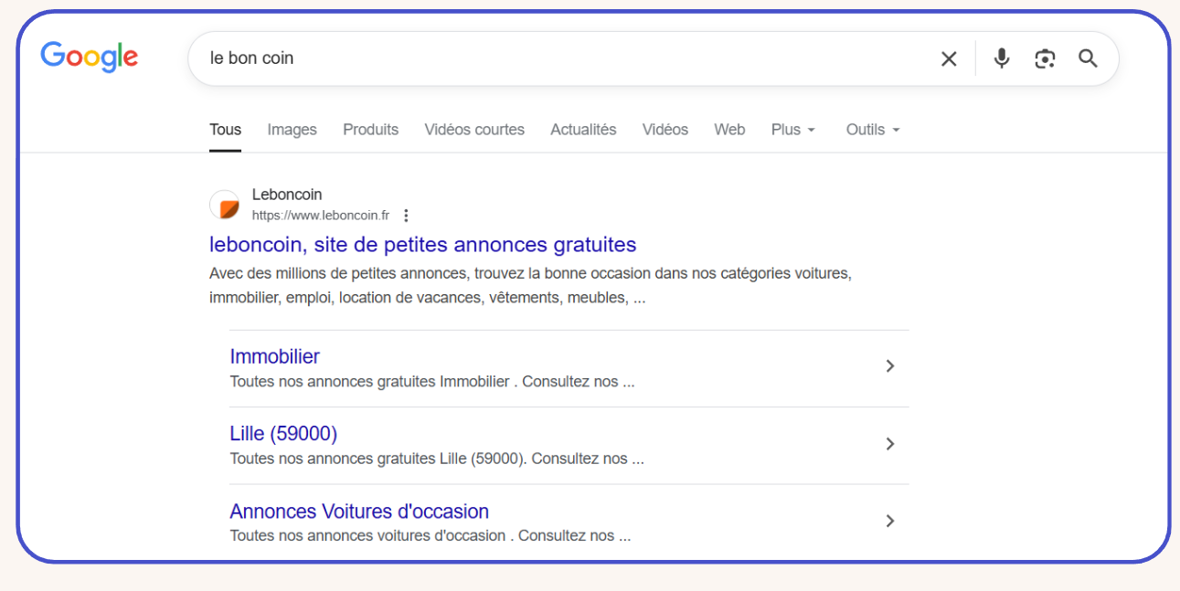 Exemple intention de recherche navigationnelle