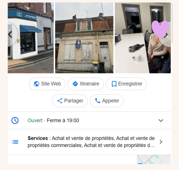 exemple fiche google business profile immobilier optimisée
